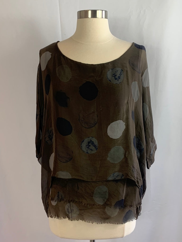 Water Color Silk Dot Frey Top 62771d