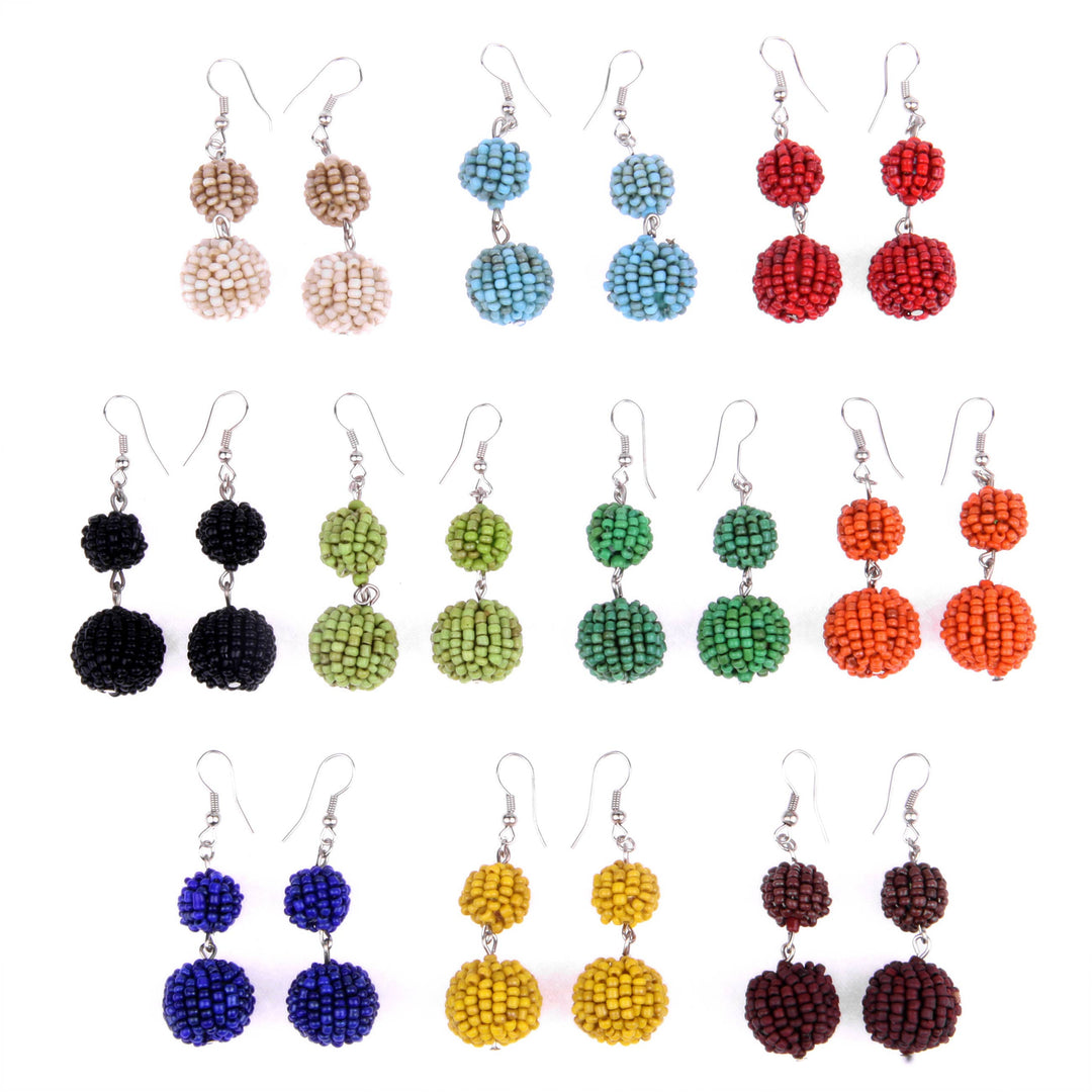 Seed Bead 2 ball earring