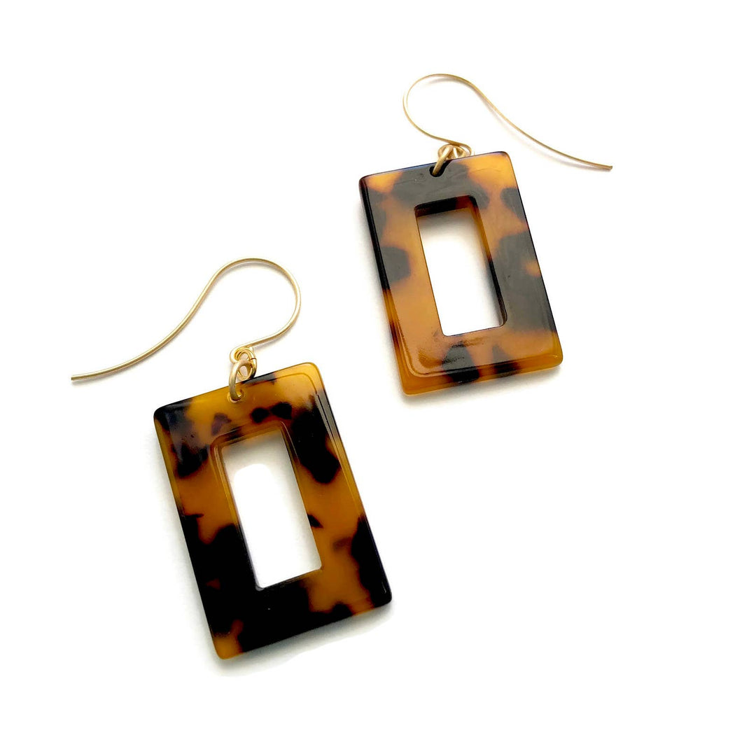Leetie Lovendale - Tortoise Rectangle Donut Drop Earrings