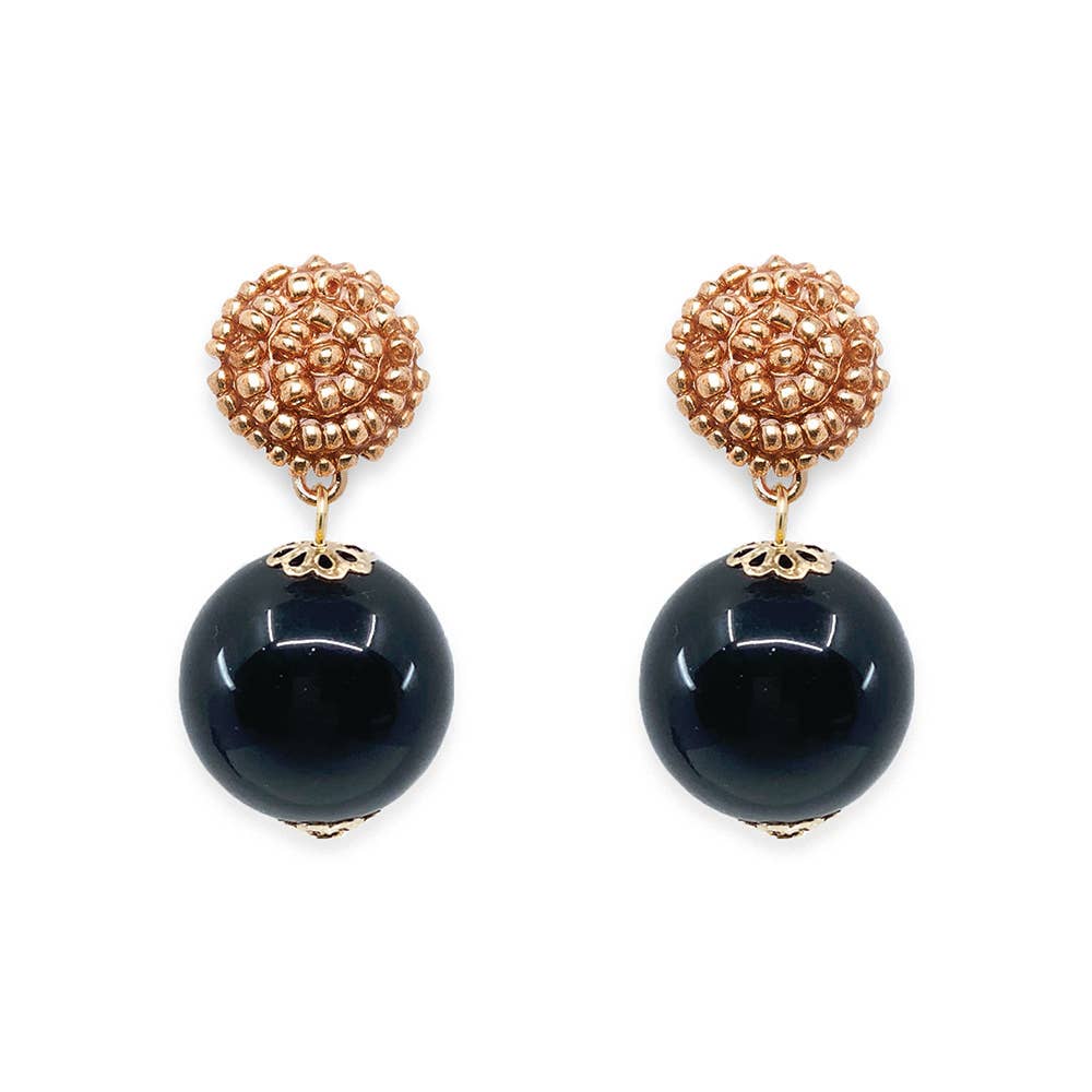 Seed Bead Black Candy Earring