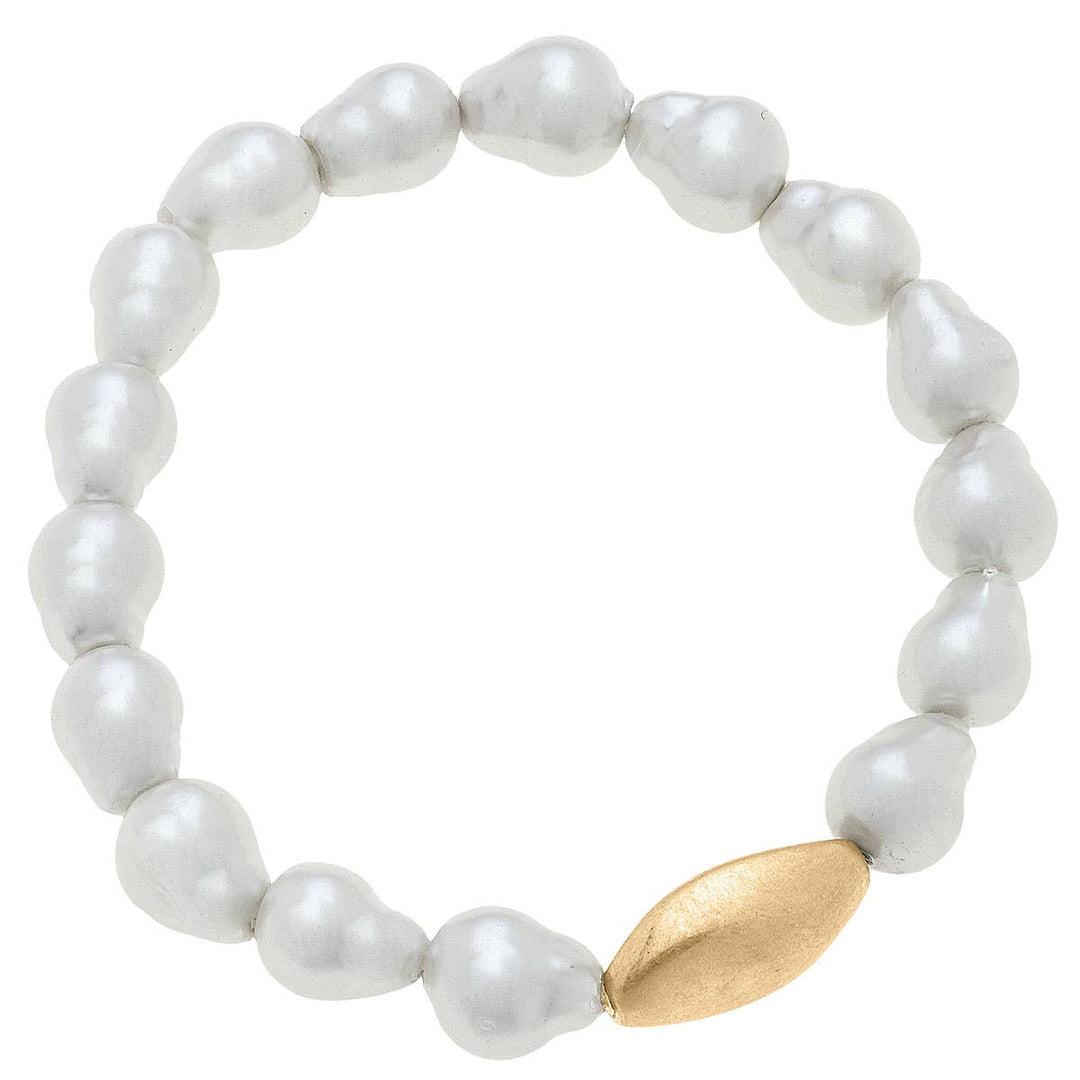 Baroque Pearl Stretch Bracelet in Ivory