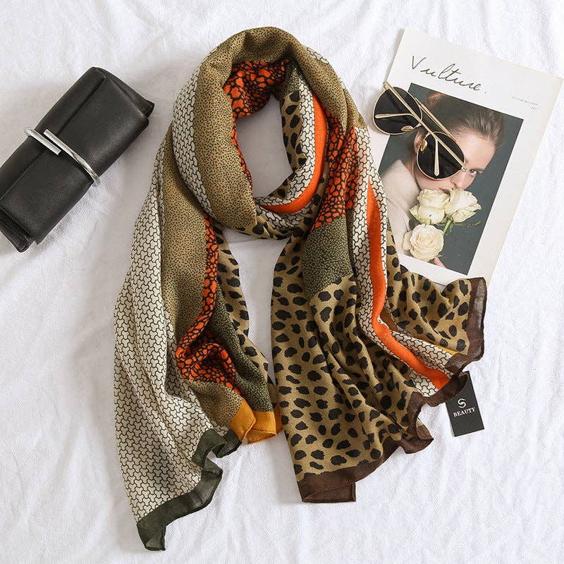 Winding River - Orange / Green Scarf – Leopard Collection