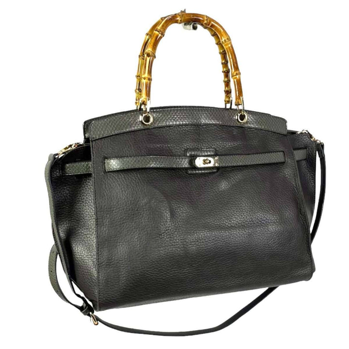 Bag w/ Bamboo Handles: Dark grey