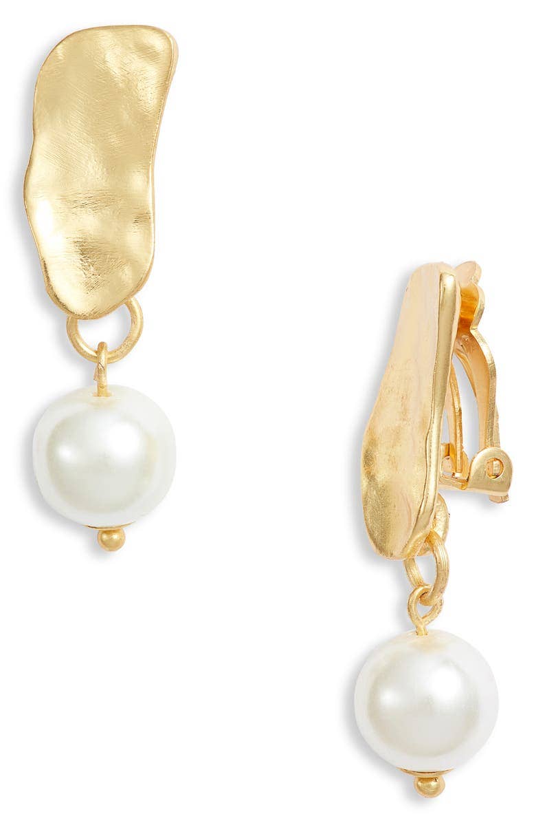Embellished Circular Dangle Clip On Earrings