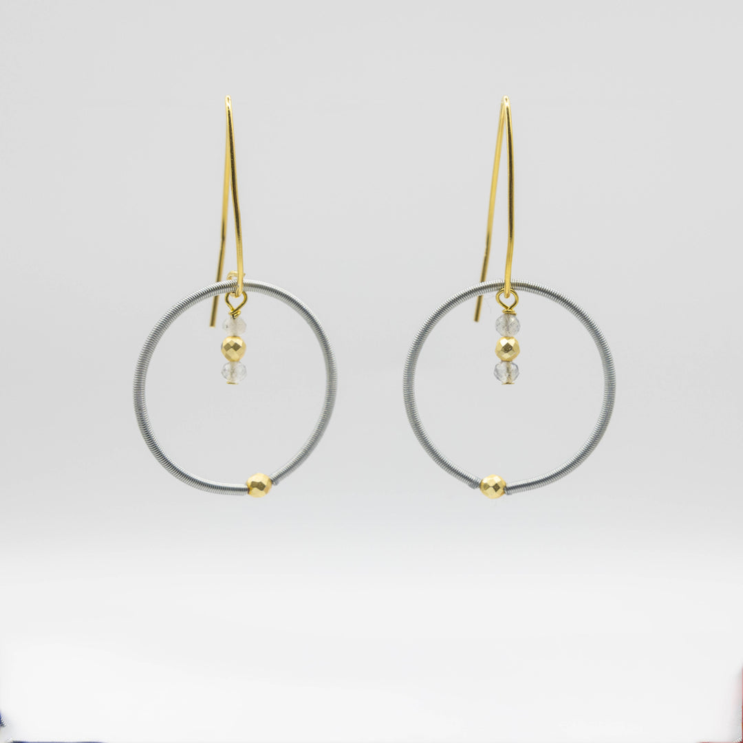 948 LABRADORITE-E wire loop earring with labradorite drop