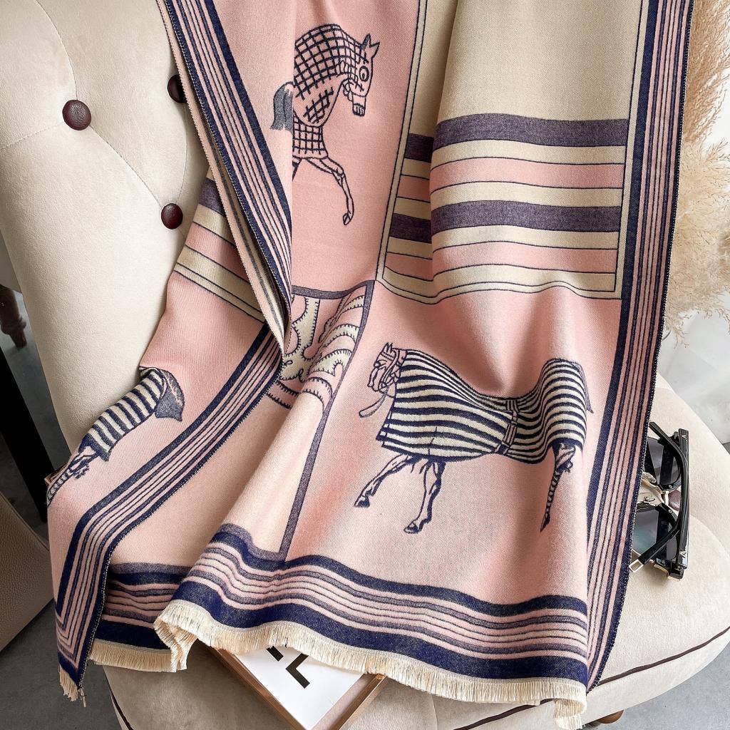 Winding River - Pink / Navy Stallion Reversible Wrap – Artisan Shawl