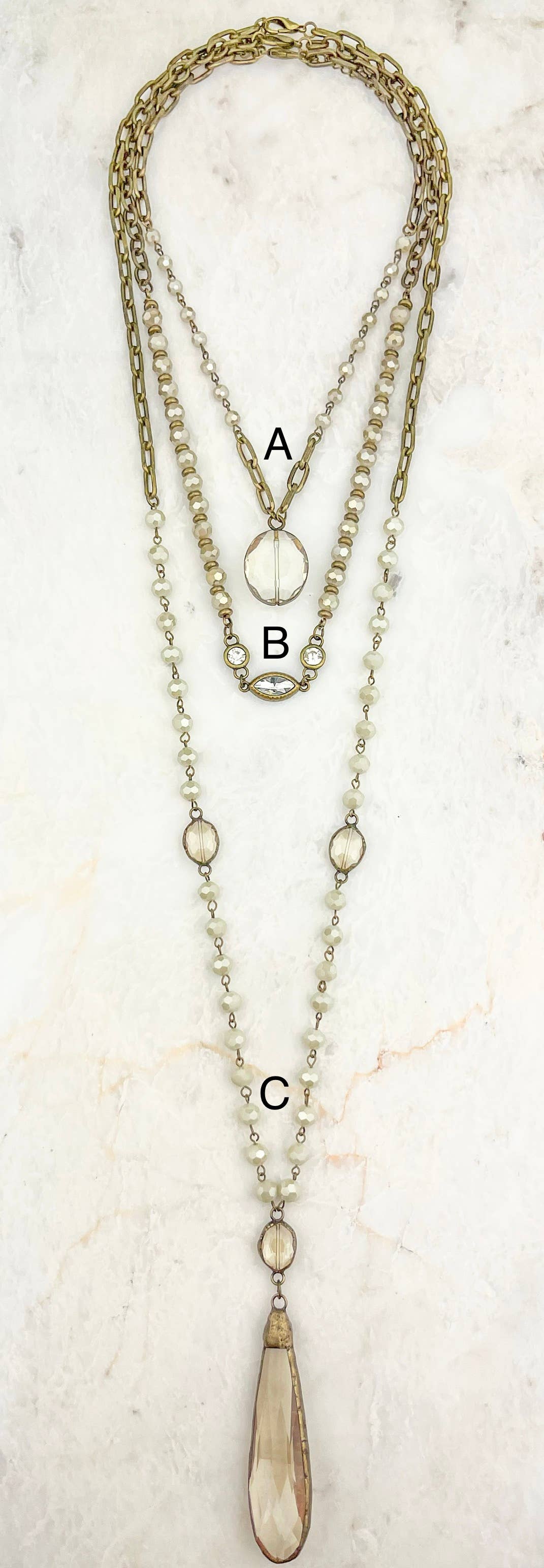 Sand Necklace with Crystal Pendant