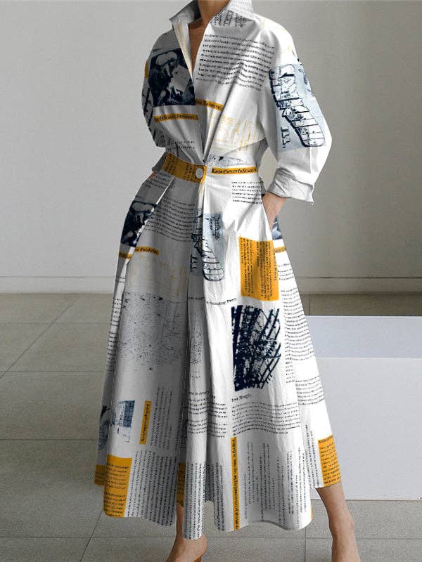 Newspaper Dresses: YELLOW / M