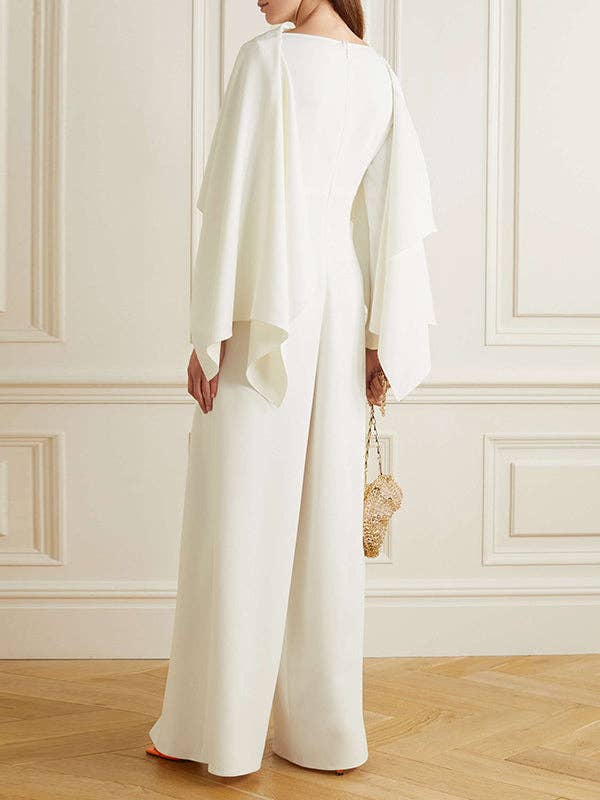 Zipper Long Sleeves Wrap Jumpsuits: BEIGE / M