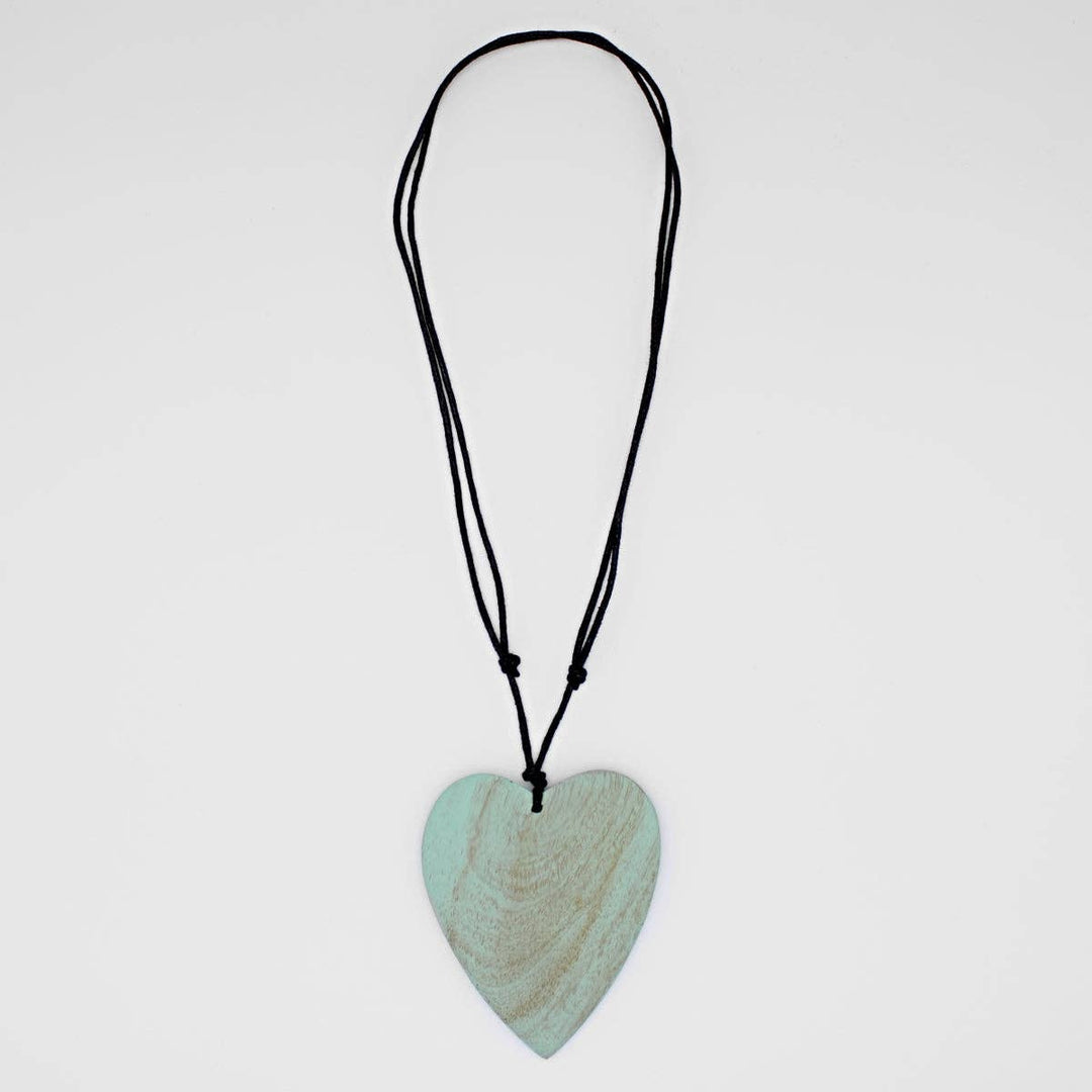 Sylca Designs - Mint Gabi Heart Wood Necklace