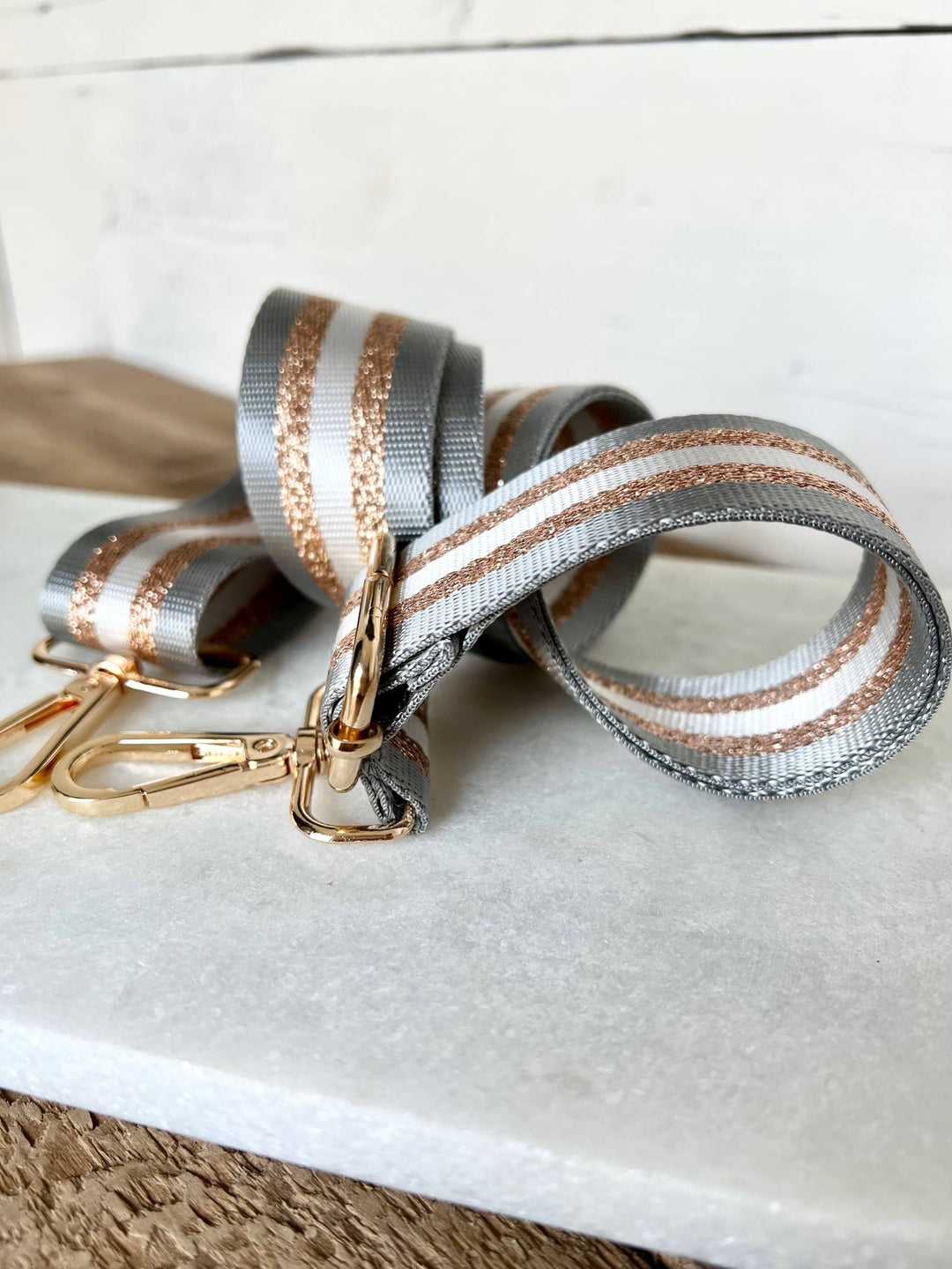TAYLOR GRAY - Stripe Gold and Grey Strap | shoptaylorgray