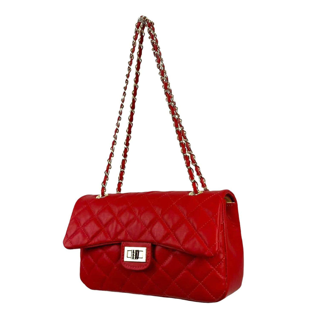 Extra Premium Quilted Leather Bag: Red