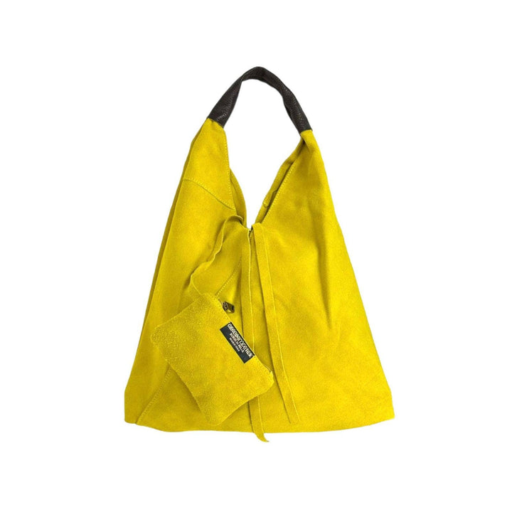 Suede Leather Shoulder Bag: Yellow