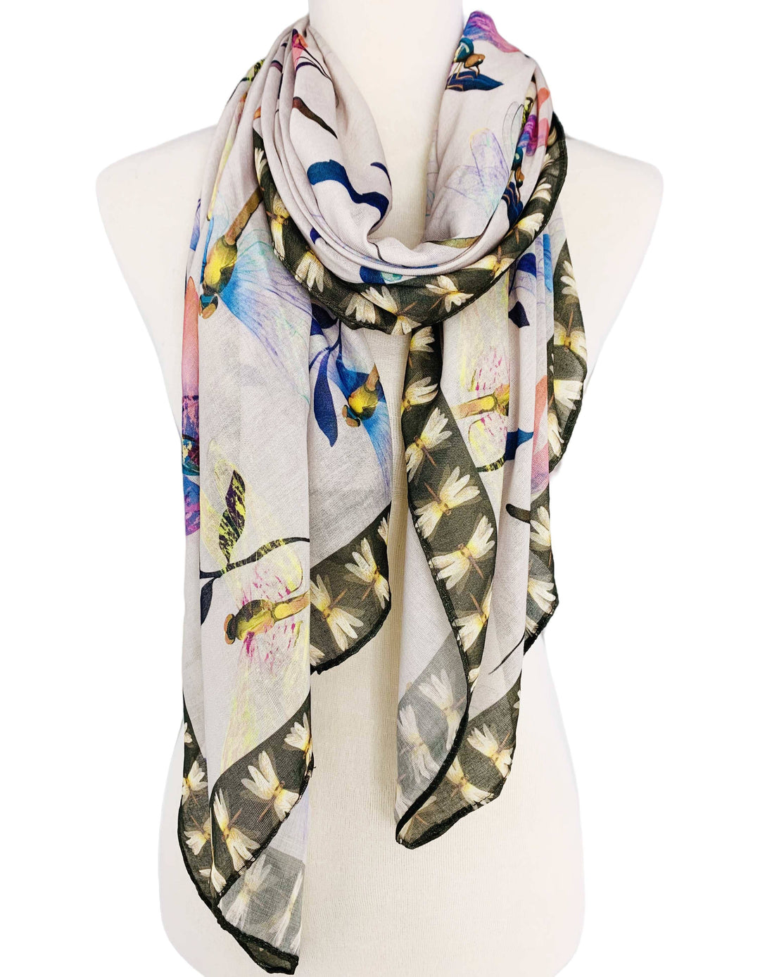 Taupe-Multi Dragonfly Scarf