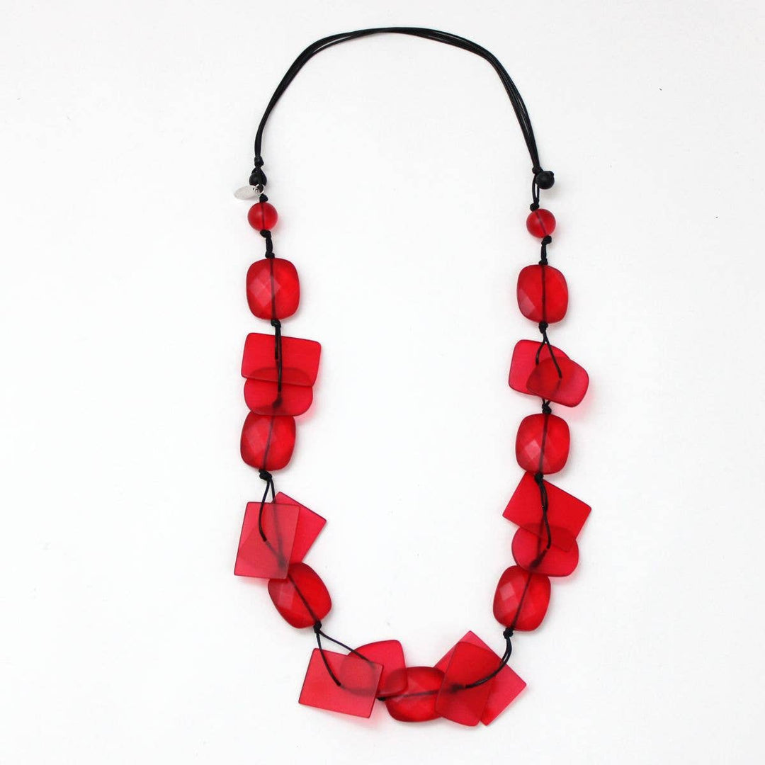 Red Frosted Willow Statement Necklace