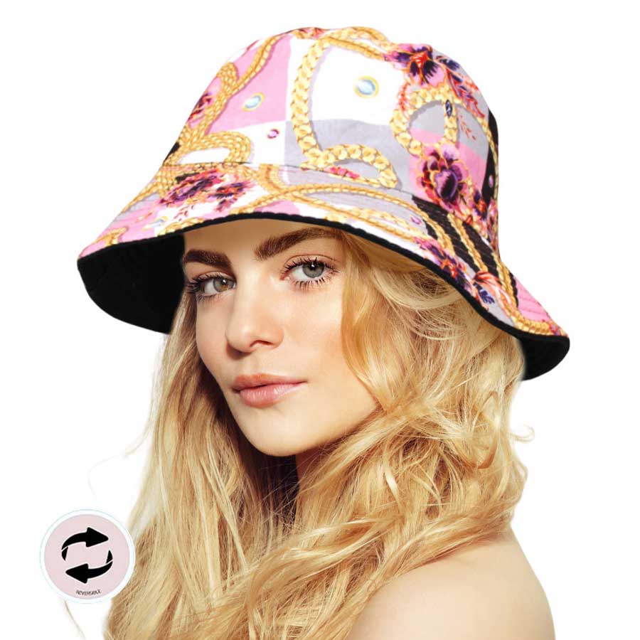 Madeline Love - Reversible Chain Flower Patterned Bucket Hat