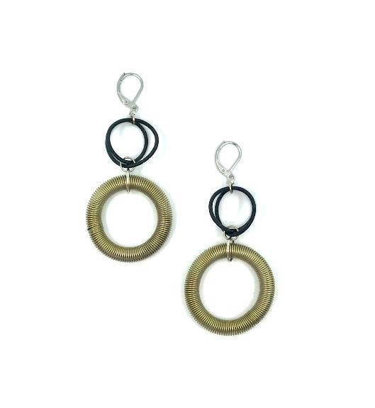 Sea Lily - L25I-E - Bronze and Black Large Loop Drop Earring