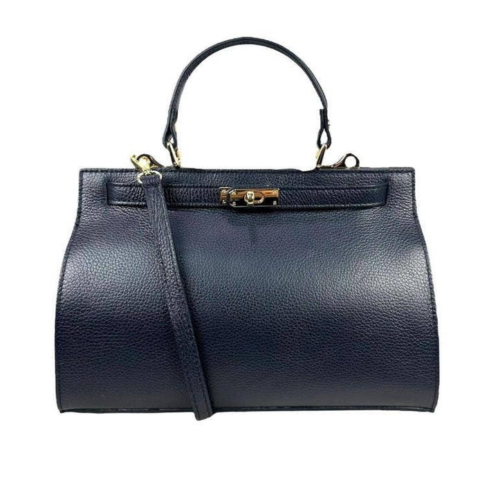 Women's Italian Leather Bag: Navy blue