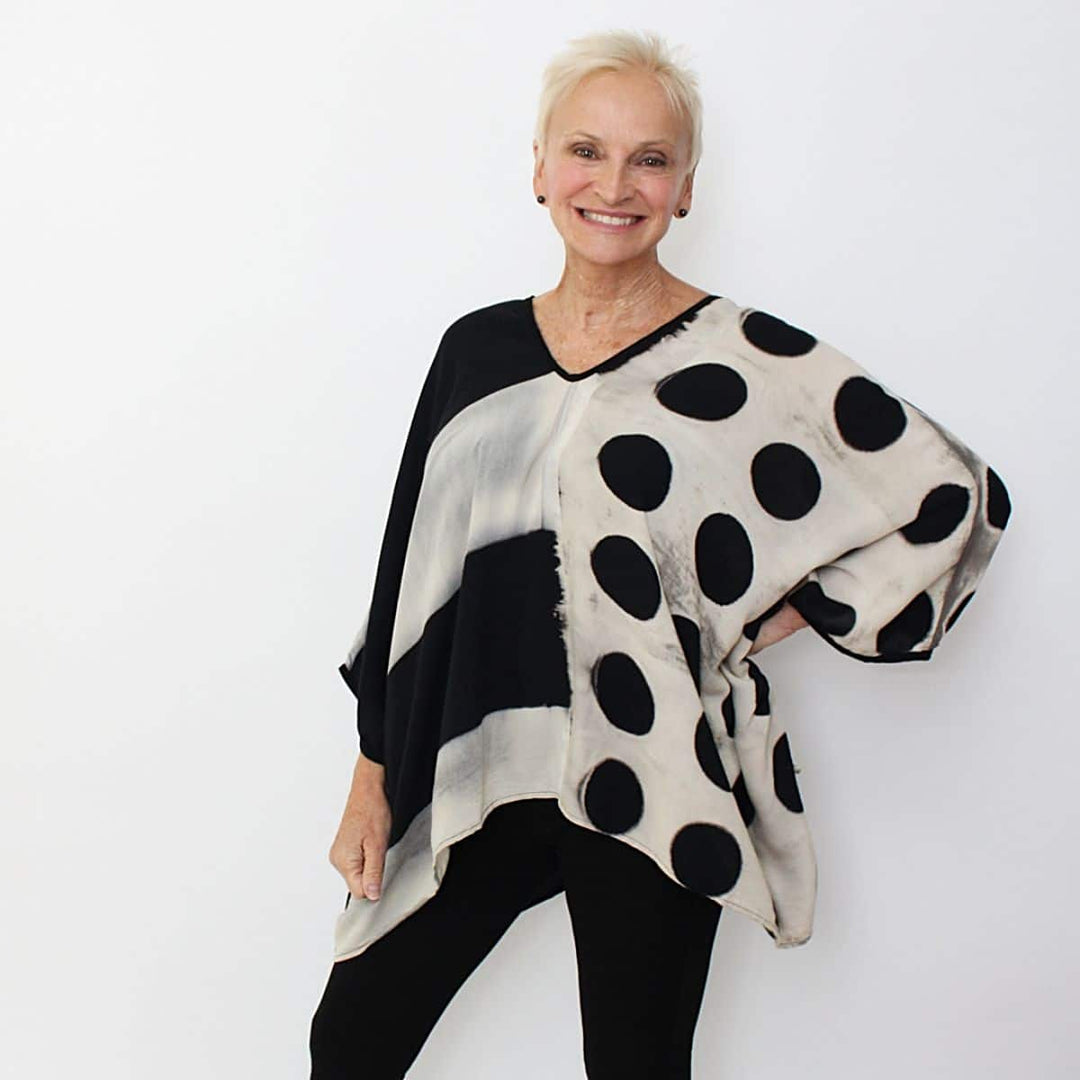 Sylca Designs - Polka Dot and Big Stripes Rayon Top