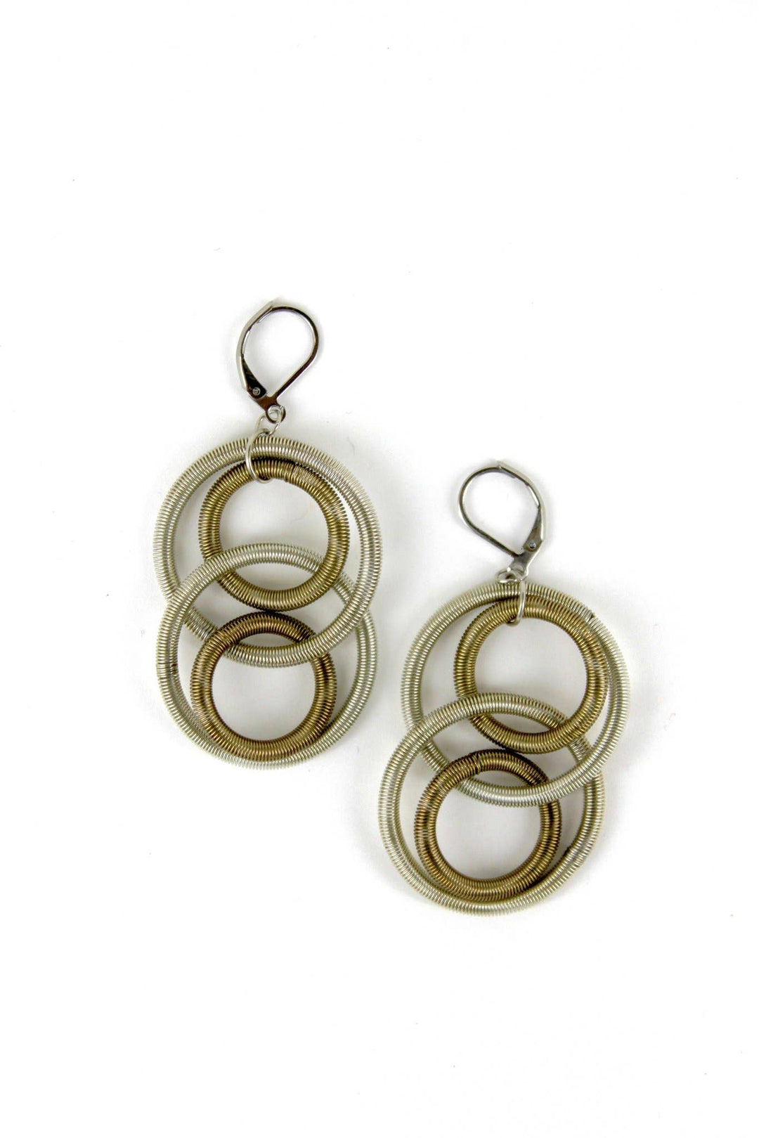 Sea Lily - L5E-E - Silver/Bronze Large Wire Loop Earring