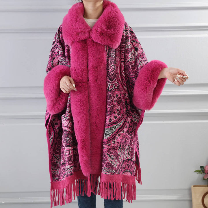 PEACH ACCESSORIES - PE361 Paisley print cape: Fucshia