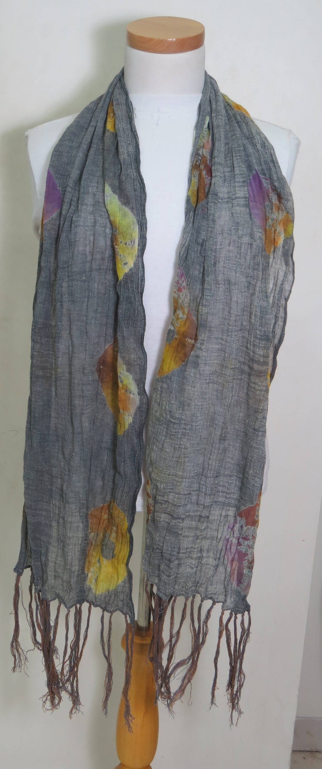 Scarf Tie Dye 100% Cotton tassel Scarves Grey