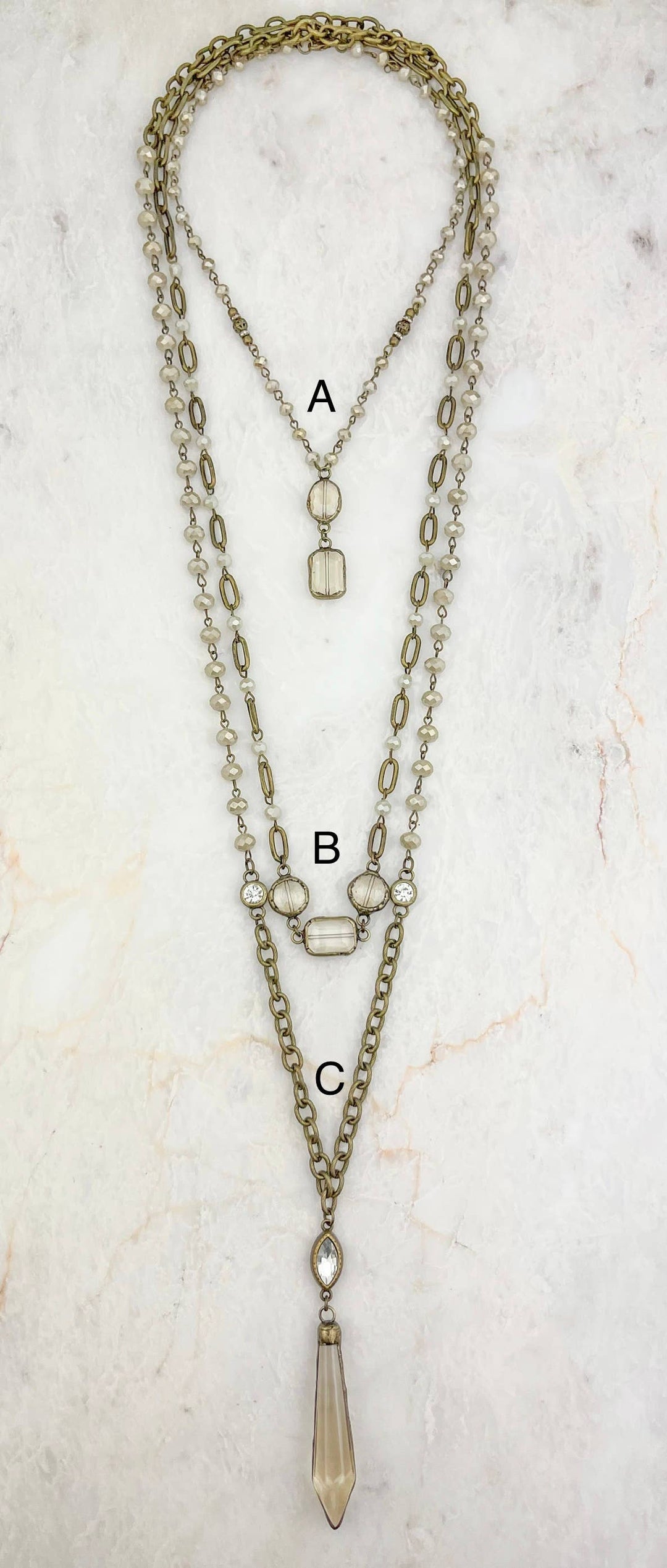 Ivory/Cream Necklaces with Crystal Pendants