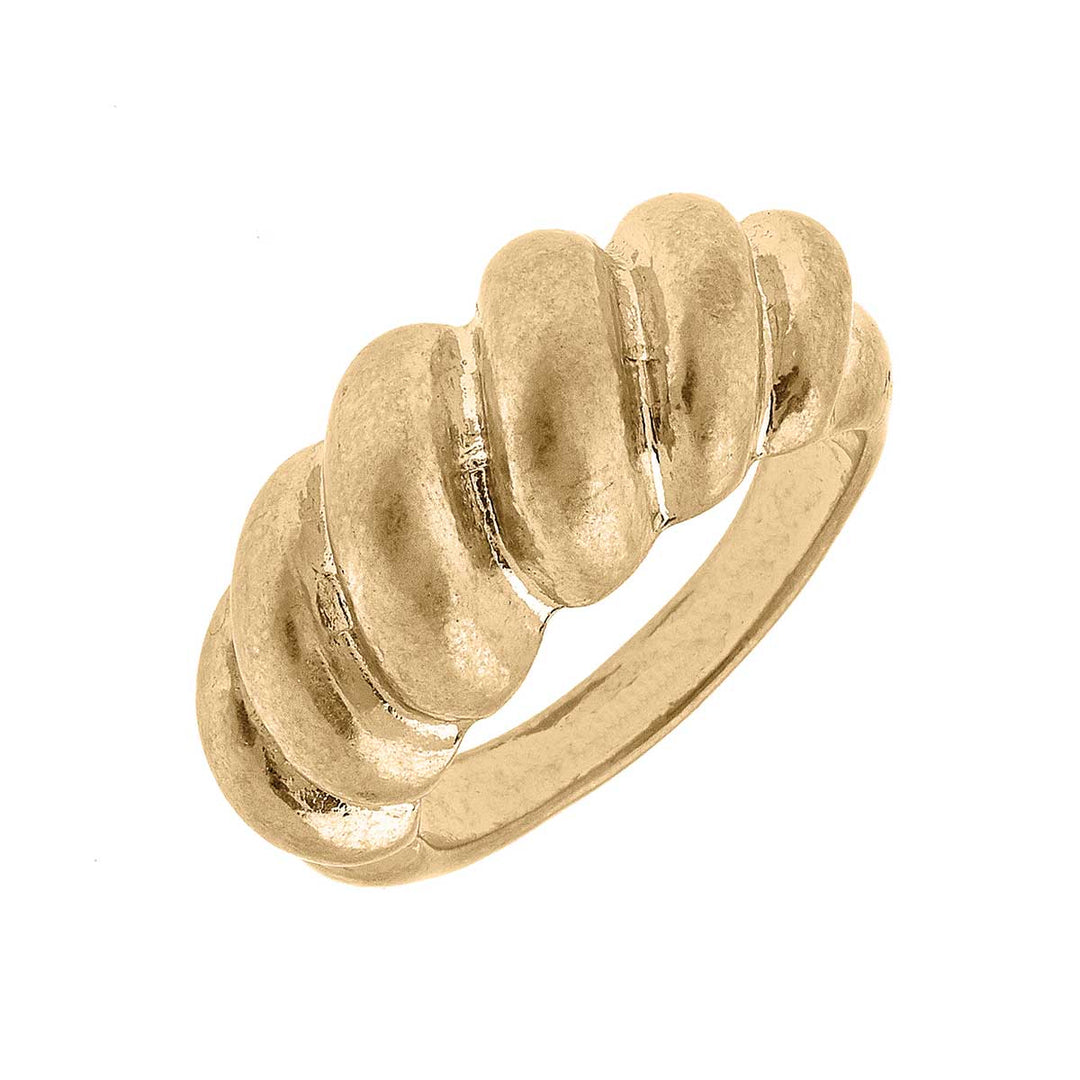 CANVAS Style - Logan Twisted Metal Ring in Worn Gold