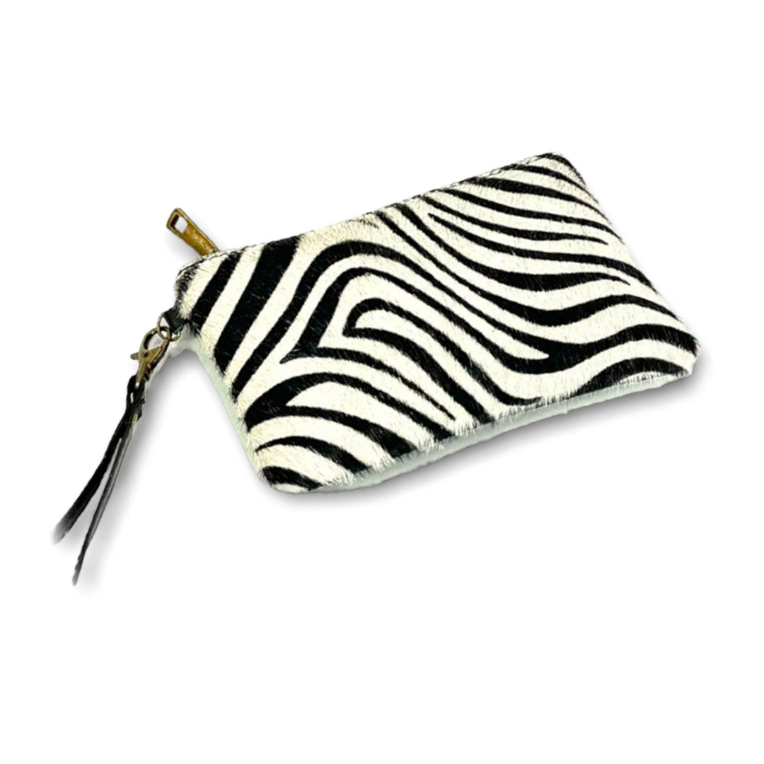 Leather handbag: White Zebra