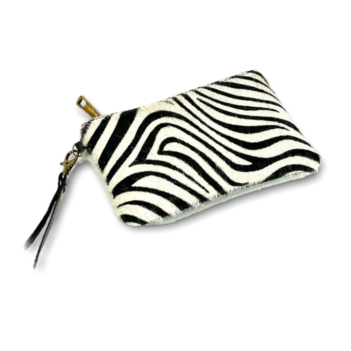 Leather handbag: White Zebra
