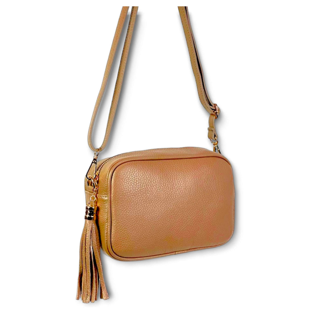 Genuine Leather Bag Tassel: Camel