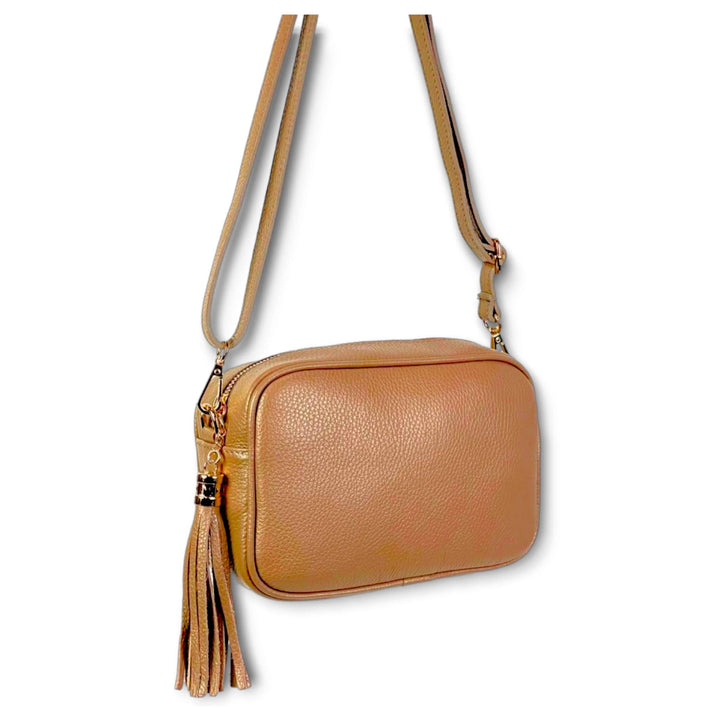 Genuine Leather Bag Tassel: Camel
