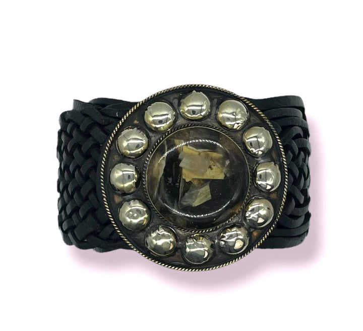 Handmade Moroccan Leather Belt Buckle: Black