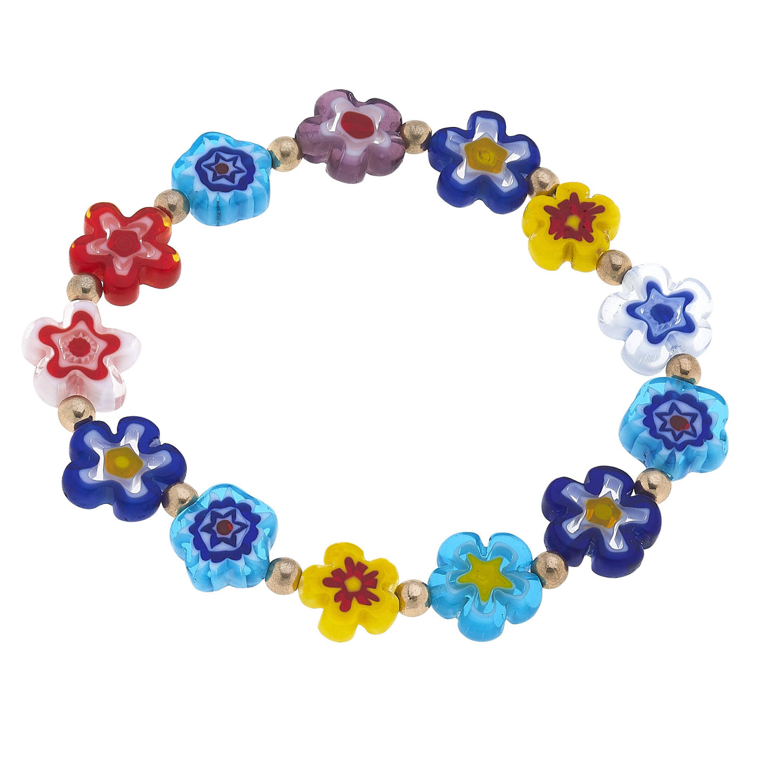 Millefiori Glass Bead Stretch Bracelet in Multi