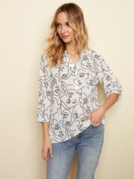 C4188 ROLL UP SLV GAUZE BLOUSE