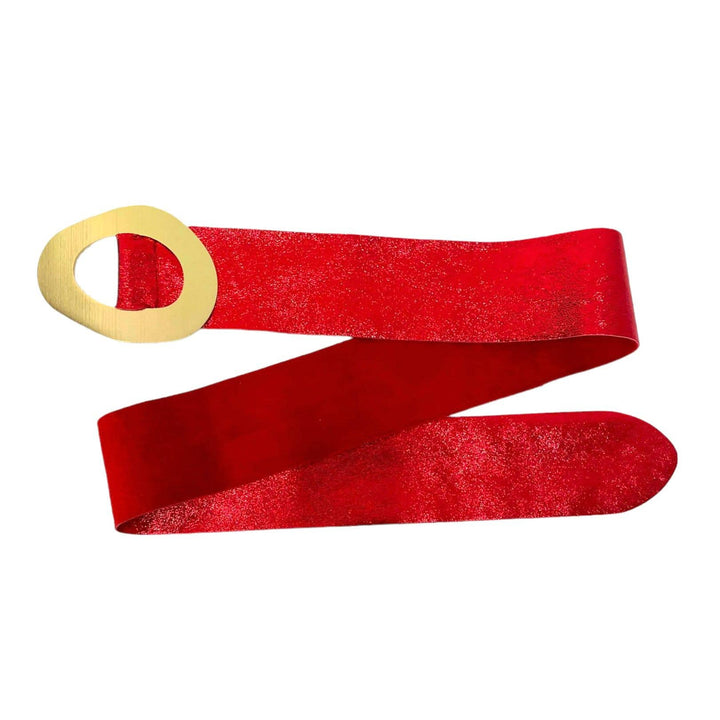 Metallic Leather Suede Belt buckle: Red