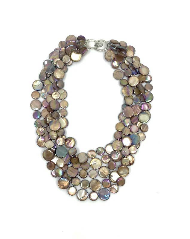Sea Lily - 382020 - Chocolate 5 Strand MOP Necklace