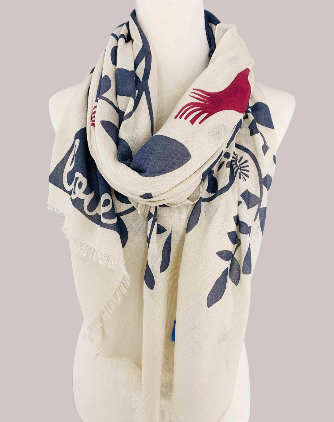 Tree of Life Scarf: Beige-Blue