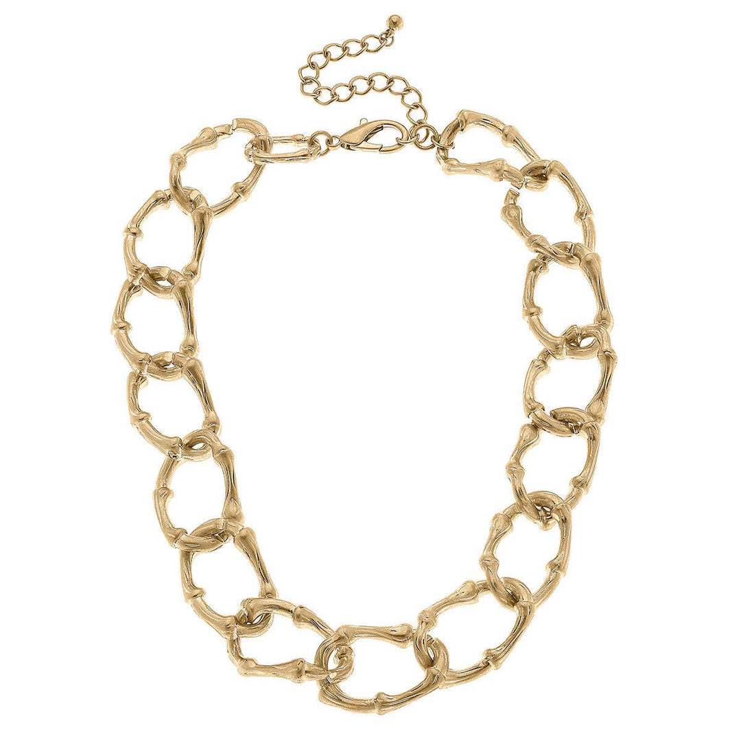 CANVAS Style - River Oval Bamboo Necklace in Worn Gold