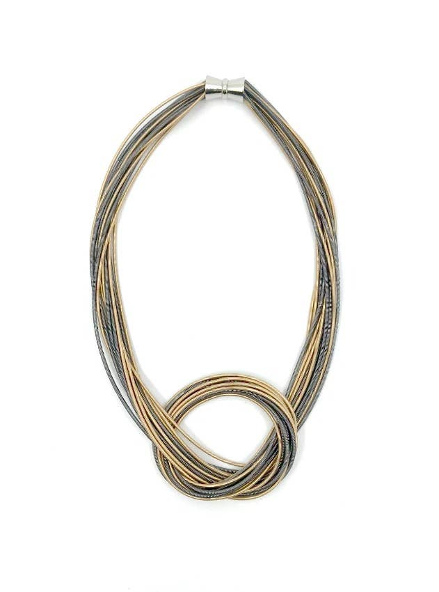 Sea Lily - S72 C - Champagne/slate Large Knot Necklace