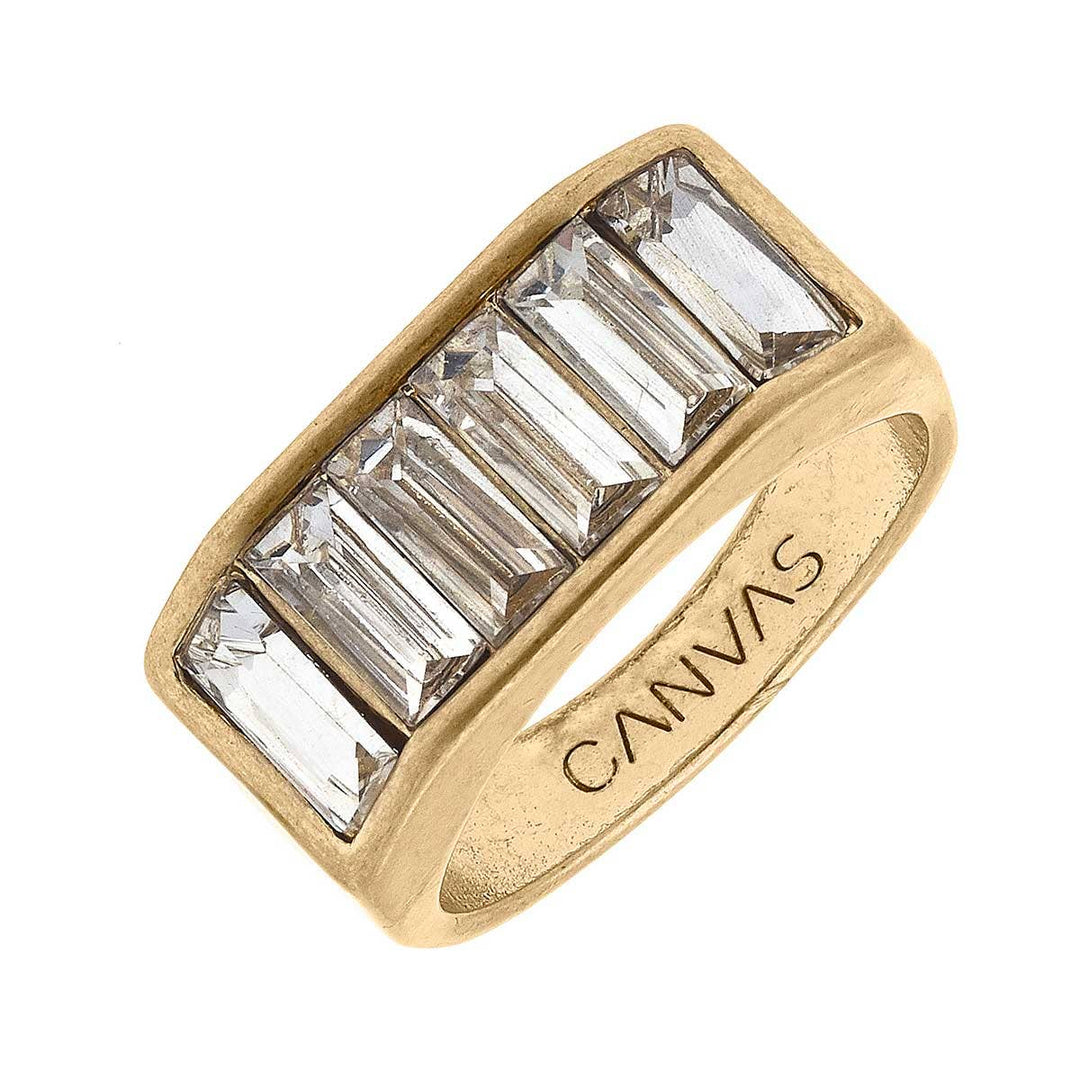 Bailey Rhinestone Ring in Worn Gold