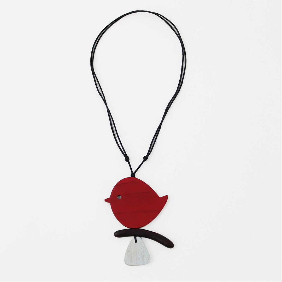 Red Robin On A Branch Necklace
