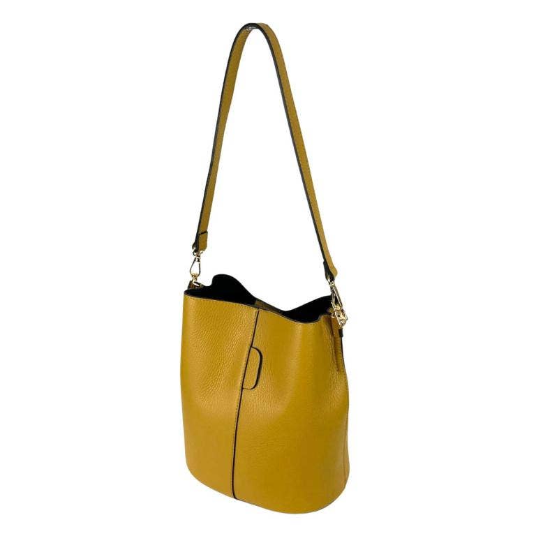 High Quality Italian Leather Shoulder Bag: Yellow