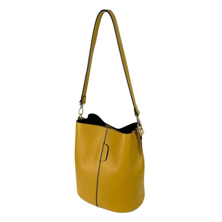 High Quality Italian Leather Shoulder Bag: Yellow