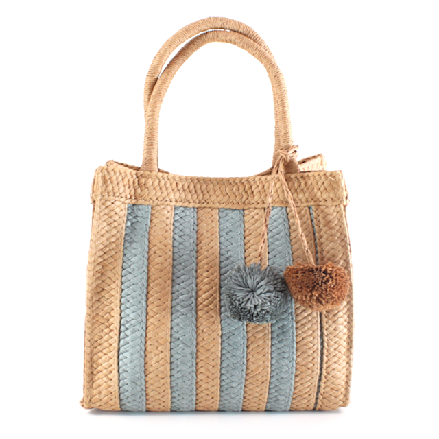P23040 2-Tone Grass Tote w/Pompom