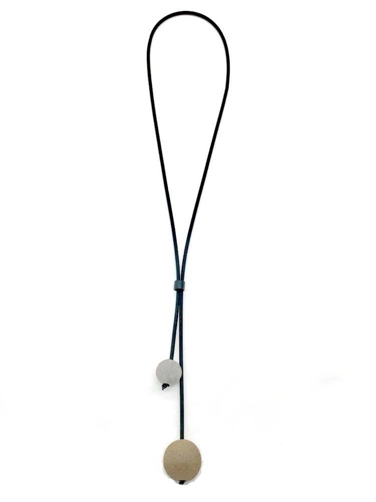 Sea Lily - J427C - Grey & Beige Concrete Balls on Long Black Wire