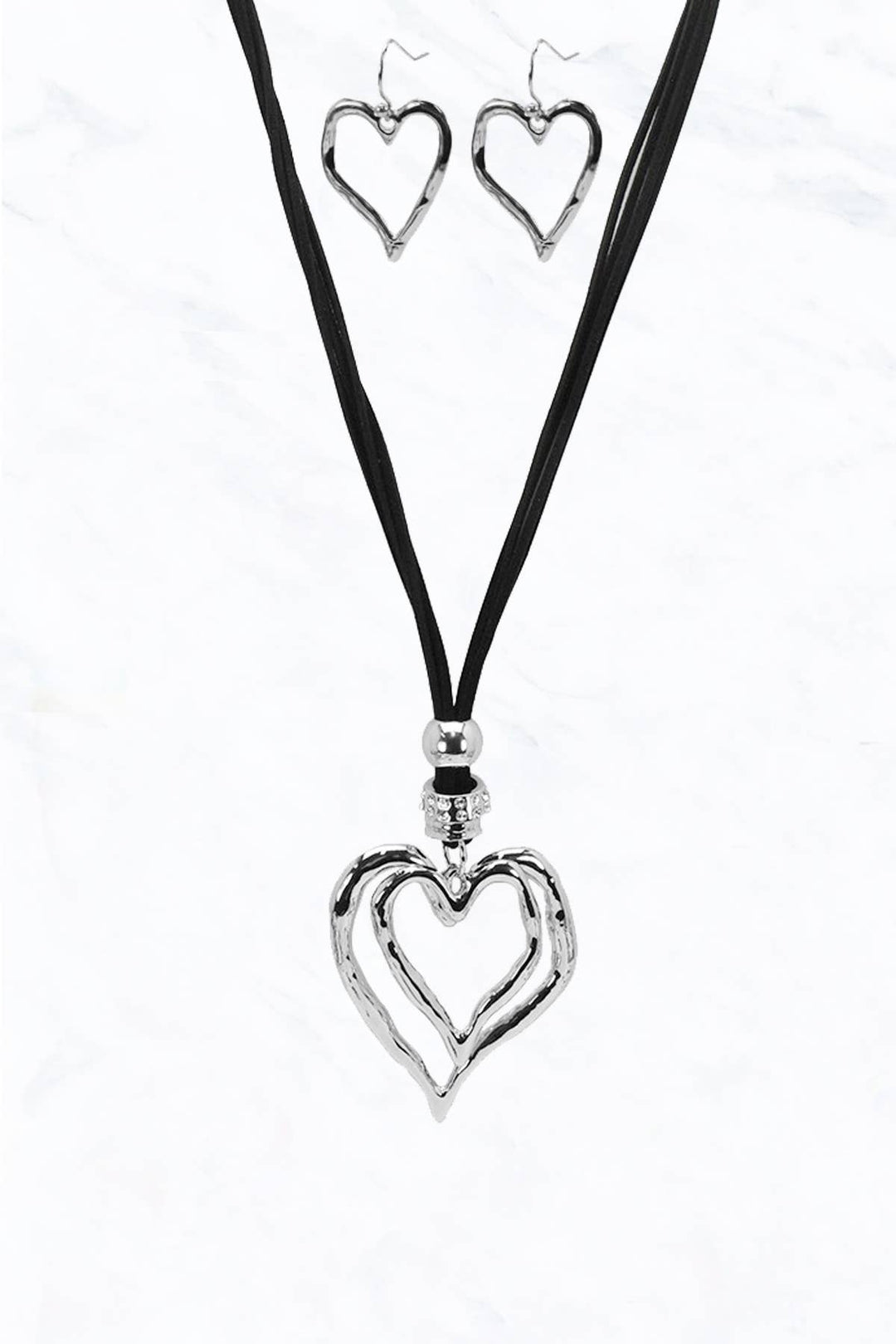 Heart Necklace Black Silver