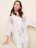 C4438 PRINT LINEN WRITING BLOUSE