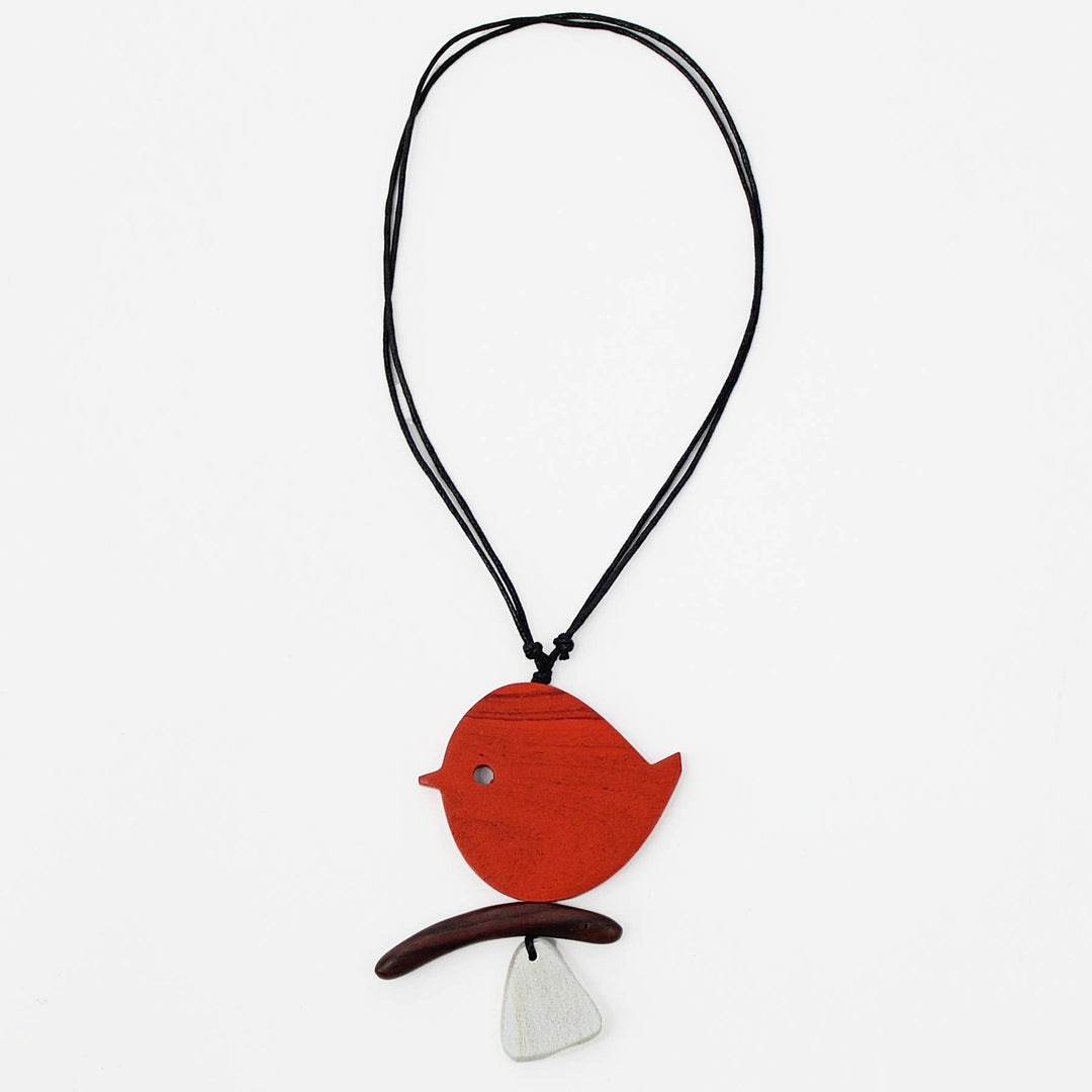 Sylca Designs - Orange Robin On A Branch Necklace