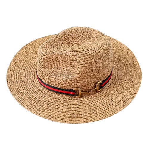 Madeline Love - Color Block Band Straw Panama Sun Hat